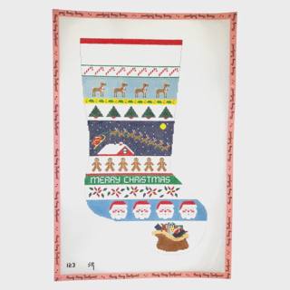 Sleigh Over Roof Stripe Stocking by Susan Roberts Needlepoint (thumbnail)