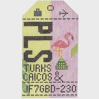 Turks and Caicos PLS Retro Travel Tag by Hedgehog Needlepoint (thumbnail)