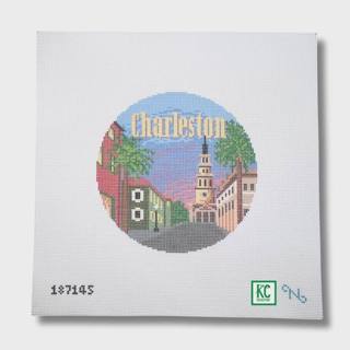 Charleston Travel Round Needlepoint Canvas by Needlepaint (thumbnail)