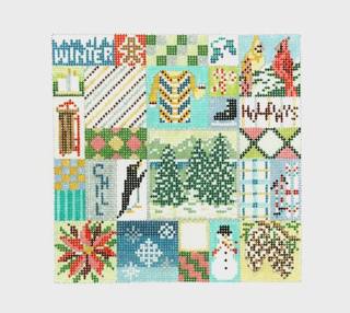 SEASONS ~ Winter Quilt Sampler handpainted 13 mesh 7.25" Square Needlepoint Canvas by Needle Crossings by Needle Crossings (thumbnail)