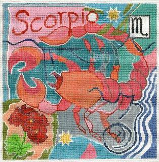 Scorpio Zodiac Square Canvas by Doolittle Stitchery (thumbnail)