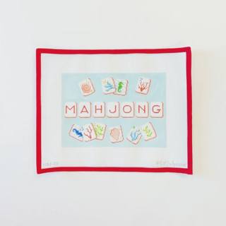 Mahjong Tile Bag - Coral Reef on blue by Kate Dickerson Needlepoint Collections (thumbnail)