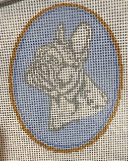 The French Bulldog Cameo on blue by Atlantic Blue Canvas (thumbnail)