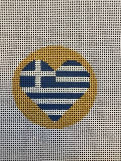 Heart Flag Bag Tag - Greece by M F Needlepoint (thumbnail)