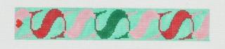 S Letter Key Fob Canvas - green and pink by Jeni Sandberg Needlepoint (thumbnail)