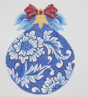 M-KAH 45-18 China Blue Floral Ball by Kelly Clark Needlepoint (Colonial Needle) (thumbnail)