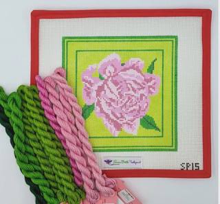 Pink Peony on 10m Beginner Fiber Kit by Susan Battle Needlepoint (thumbnail)