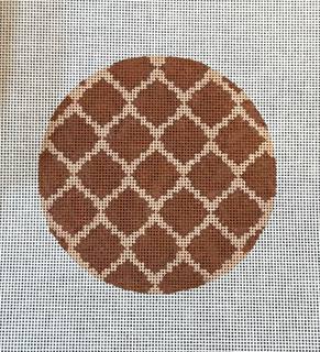 Tan & Brown Lattice Round Insert by Kate Dickerson Needlepoint Collections (thumbnail)