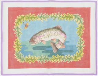 Trout Rug by Kelly Clark Needlepoint (Colonial Needle) (thumbnail)
