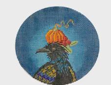 M-KFC07-18 Harry, a Halloween Raven by Kelly Clark Needlepoint (Colonial Needle) (thumbnail)