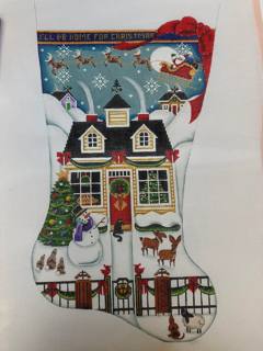 Christmas Cottage Stocking by Rebecca Wood Designs (thumbnail)