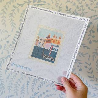 Venetian Gondola Travel Stamp Canvas by Stitch Style Needlepoint (thumbnail)
