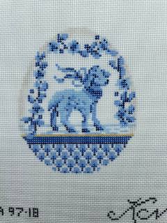 Blue Garland Lamb Egg by Kelly Clark Needlepoint (Colonial Needle) (thumbnail)