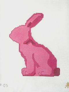 Moss Spring Bunny Canvas - Left Facing Bunny - Pink by Evergreen Needlepoint (thumbnail)