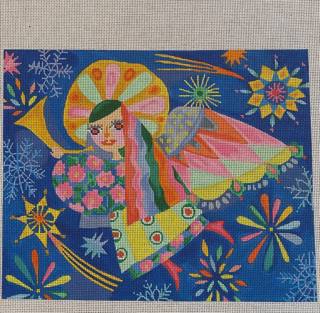 Cheerful Angel with Horn by Kate Dickerson Needlepoint Collections (thumbnail)