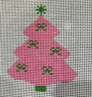 Preppy Tree Pink w/green bows by Silver Stitch Needlepoint (thumbnail)