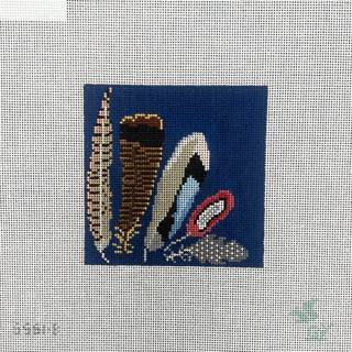 The Squirrel & The Snail · Game Bird Feather Coaster-Blue by The Gingham Stitchery (thumbnail)