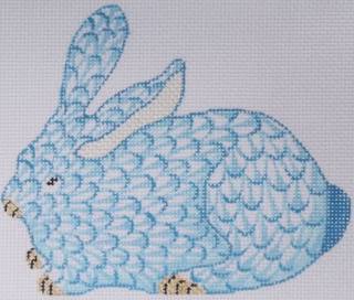 Mini Herend Crouching Bunny – Blue & Gold by Kate Dickerson Needlepoint Collections (thumbnail)