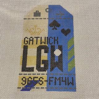 Gatwick London Vintage Travel Tag by Hedgehog Needlepoint (thumbnail)