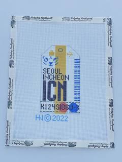Retro Travel Tag · Seoul by Hedgehog Needlepoint (thumbnail)