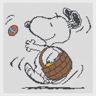 PEANUTS Easter - Snoopy Dancing with Easter Basket Canvas by Officially Needlepoint (thumbnail)