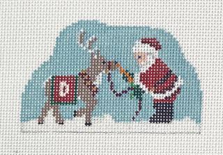 santa feeding reindeer by Susan Roberts Needlepoint (thumbnail)