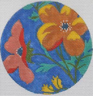 Poppies on Blue Ornament Canvas by PLD Designs (thumbnail)