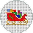 Sleigh With Presents, 2.5" Round by Liz Goodrick-Dillon (Tapestry Tent, via Susan Roberts) (thumbnail)