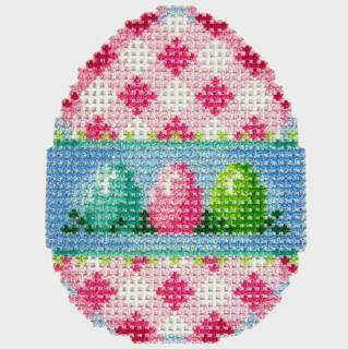 NTG TS667 - Three Eggs on Gingham Mini Egg by Two Sisters Needlepoint (thumbnail)