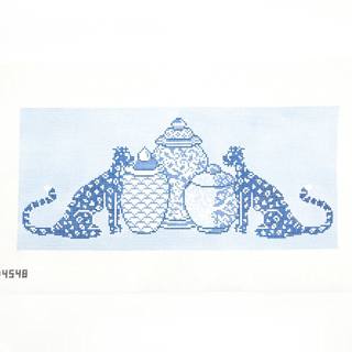 Leopards and Lidded Jars Bolster Pillow by KCN Designers (thumbnail)
