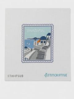 Santorini Travel Stamp by Stitch Style Needlepoint (thumbnail)