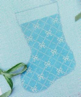 Bow Mini-Stocking Turquoise Needlepoint Canvas by Stitch Style Needlepoint (thumbnail)