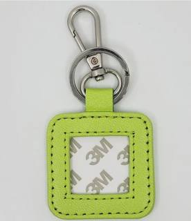 Square Key Fob or bag charm - green with silver by Blue Waters Needlepoint (thumbnail)
