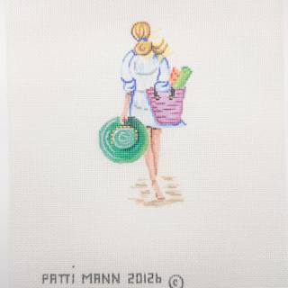 June Girl with Beach Bag by Patti Mann (thumbnail)