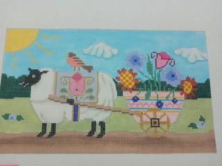 Sheep Pulling Flower Cart #1 by Brenda Stofft Designs (thumbnail)