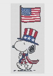 M-Snoopy with Flag Canvas by Officially Needlepoint (thumbnail)