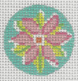 Key Fob Insert - Lily Inspired Flower by Kate Dickerson Needlepoint Collections (thumbnail)