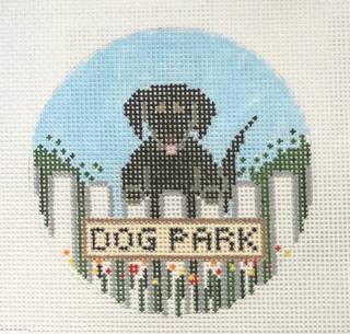 dog park, black lab with stitch guide by Stitch Style Needlepoint (thumbnail)