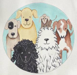 doggies collage round by Patti Mann (thumbnail)