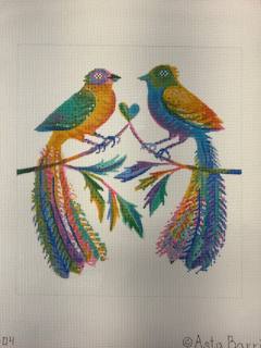 Colorful Love Birds by Kate Dickerson Needlepoint Collections (thumbnail)