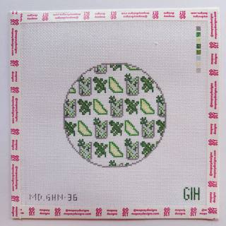 WS - Green Heart Needlepoint: Mint Mojito Round Canvas by Mopsey Designs (thumbnail)