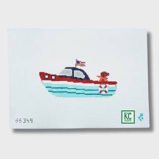 Chocolate Lab in Speedboat Canvas by Stitch Style Needlepoint (thumbnail)