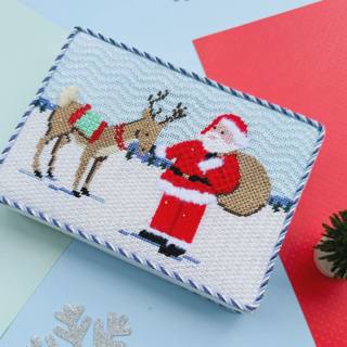 Reindeer Games Series - Reindeer and Santa w/ stitch guide by Stitch Style Needlepoint (thumbnail)