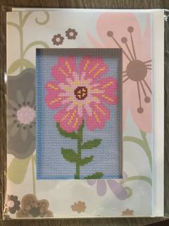 Needlepoint Card Pink Flower by Pixels on Cotton (thumbnail)