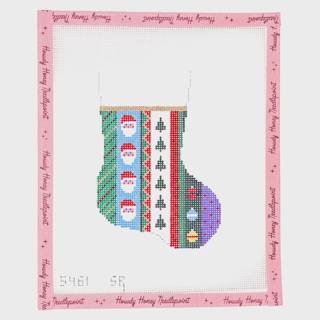 Santa Vertical Stripe Mini Stocking by Susan Roberts Needlepoint (thumbnail)