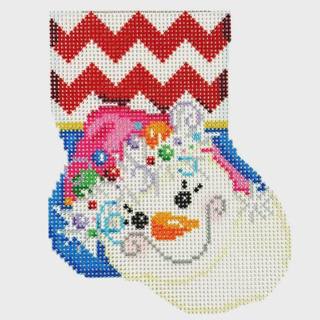 Pink Hat Snowlady Mini Sock by Two Sisters Needlepoint (thumbnail)
