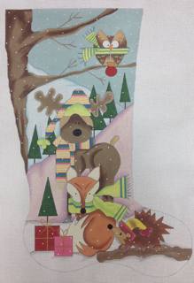 woodland owl stocking by Renaissance Designs (thumbnail)
