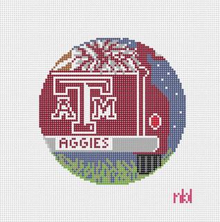 Needlepoint by Laura Texas A and M Vintage Truck- 4 inch round by Needlepoint by Laura (thumbnail)