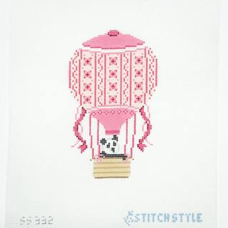 Pink Hot Air Balloon with Panda by Stitch Style Needlepoint (thumbnail)