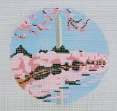 Washington Monument With Cherry Blossoms by Susan Battle Needlepoint (thumbnail)